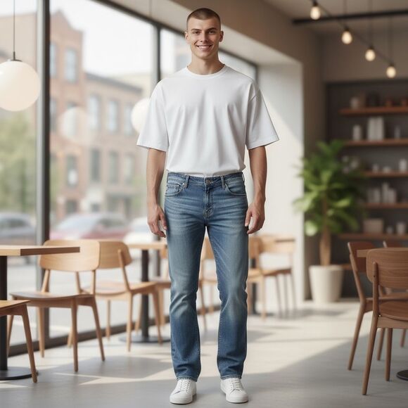 Ag Adriano Goldschmied Blue Straight Jeans with Natural Fading mens 36 regular - Picture 1 of 11